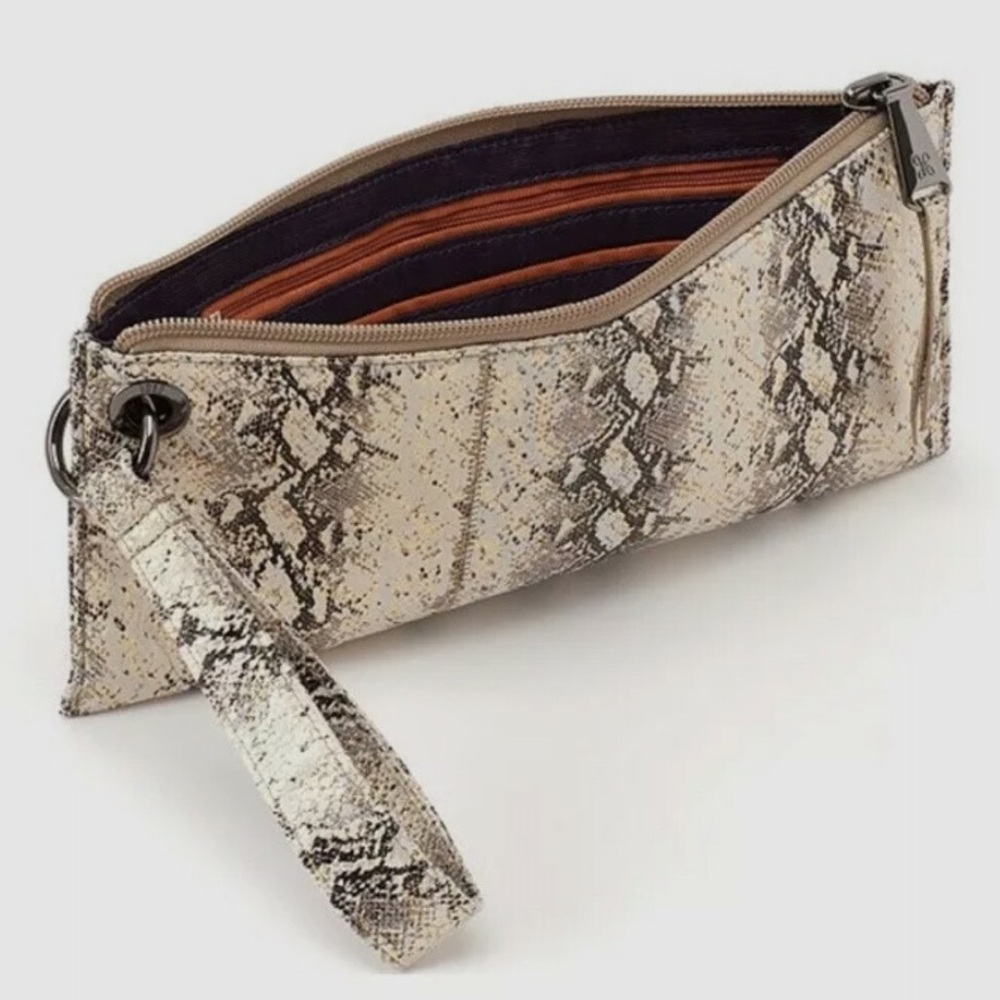 HOBO Vida Wristlet Wallet Pouch in a Glam Snake Print